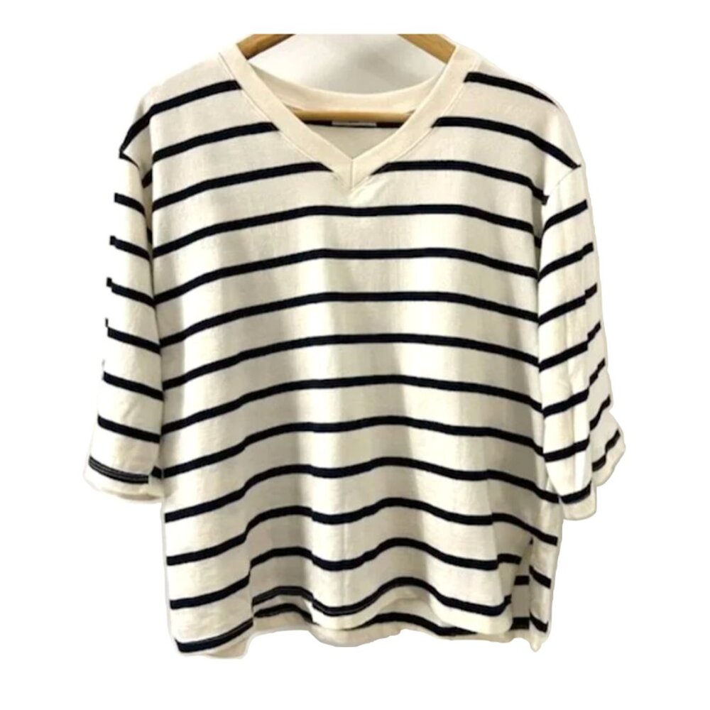 NWOT - Striped V-neck Short Sleeve Top